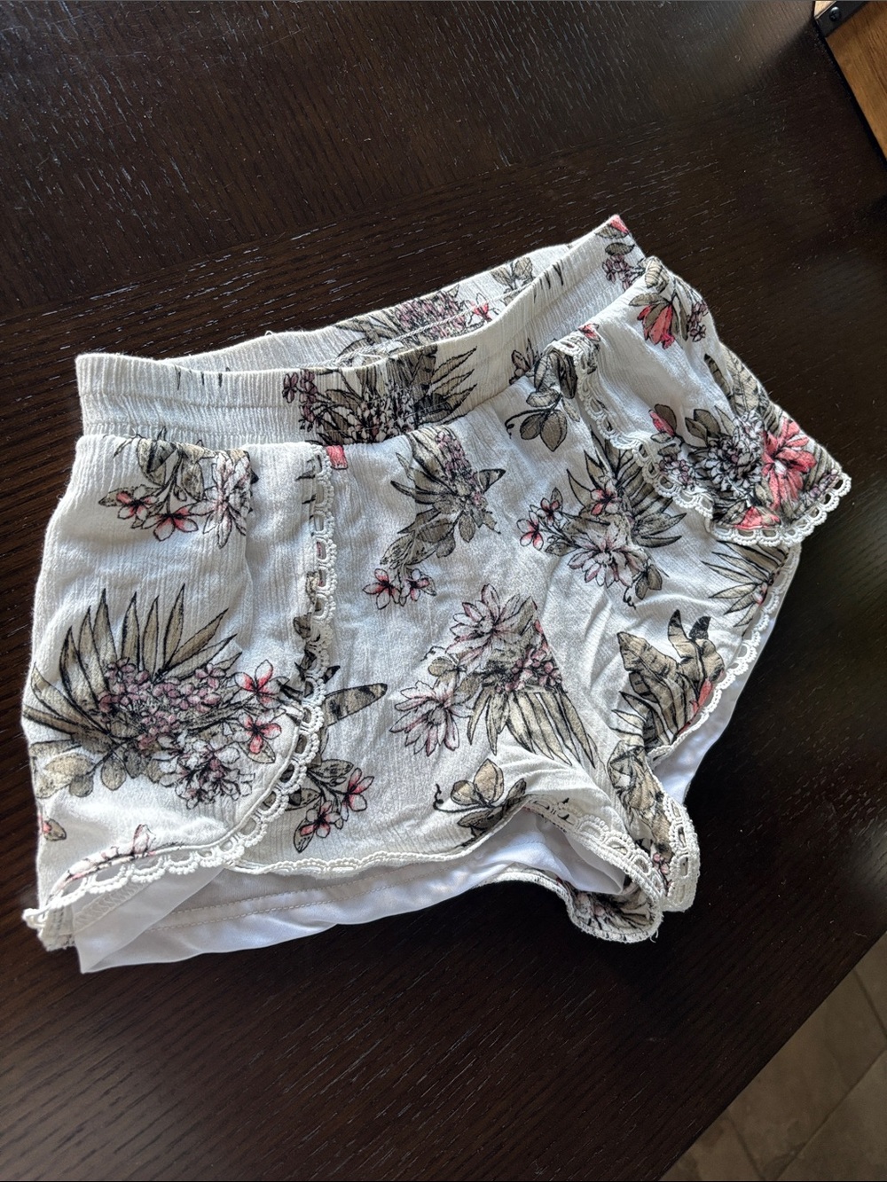 Ardene White Floral Lace-Trim Women’s Shorts